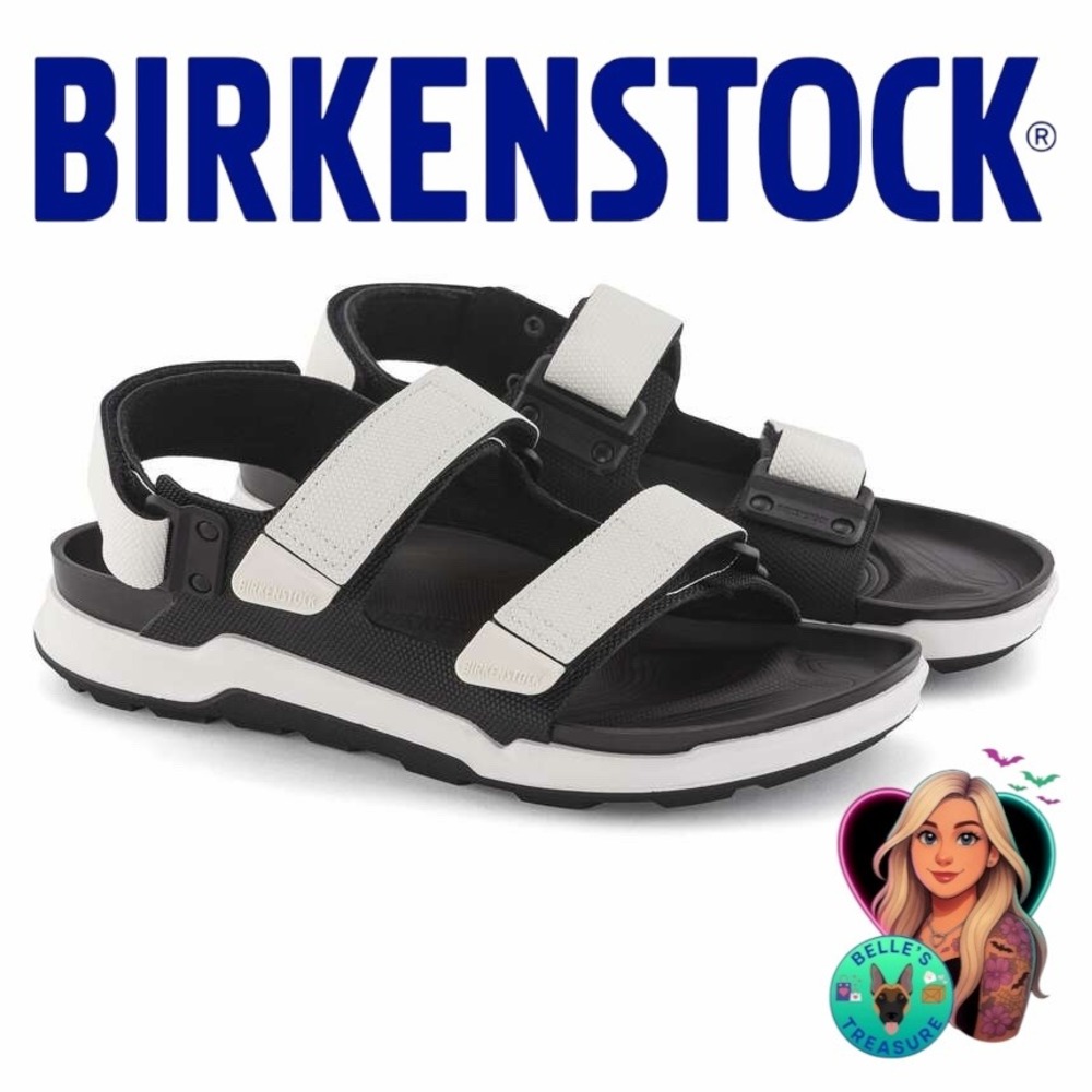 Birkenstock Tatacoa Sandals Mens 8 EU41 L10 Futura Black White Rugged Hook Loop